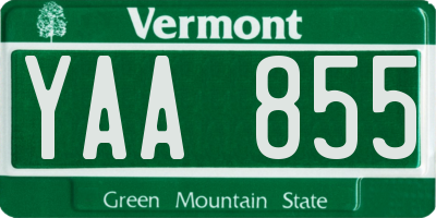 VT license plate YAA855