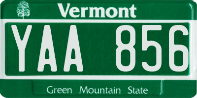 VT license plate YAA856