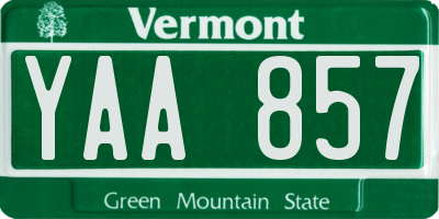 VT license plate YAA857