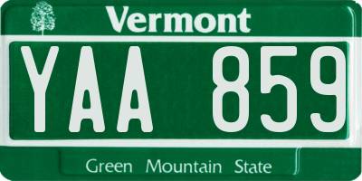 VT license plate YAA859