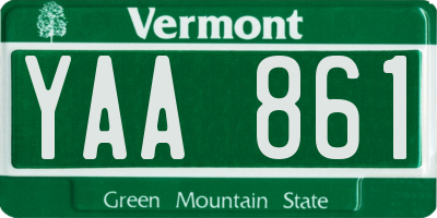 VT license plate YAA861