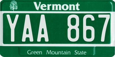 VT license plate YAA867