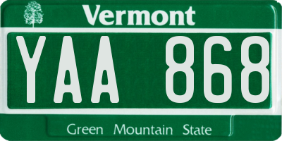 VT license plate YAA868