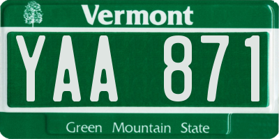 VT license plate YAA871