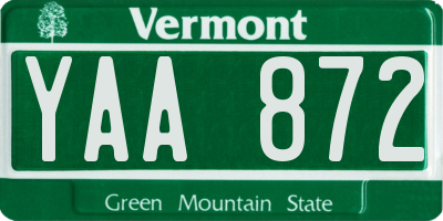 VT license plate YAA872