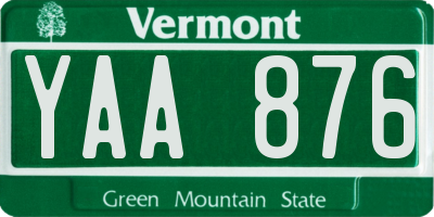 VT license plate YAA876