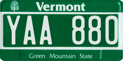 VT license plate YAA880