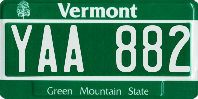 VT license plate YAA882