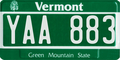 VT license plate YAA883