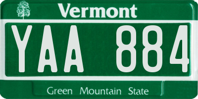 VT license plate YAA884