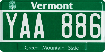 VT license plate YAA886