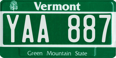 VT license plate YAA887