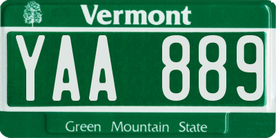 VT license plate YAA889