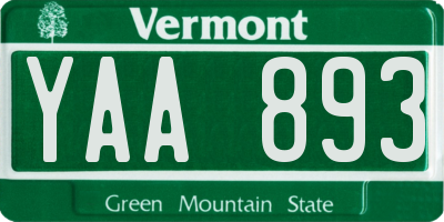 VT license plate YAA893