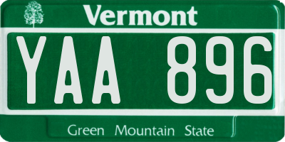 VT license plate YAA896