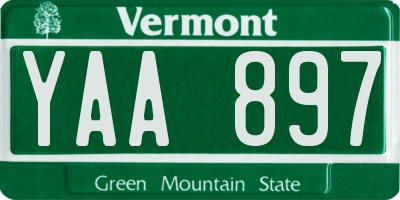 VT license plate YAA897