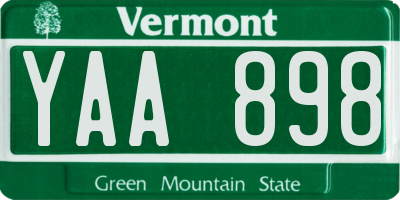 VT license plate YAA898