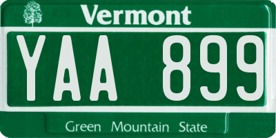 VT license plate YAA899