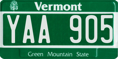 VT license plate YAA905