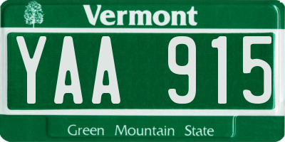 VT license plate YAA915