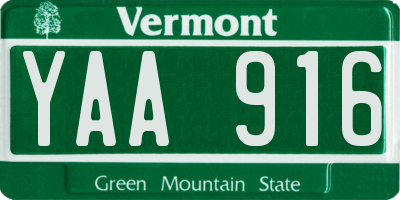 VT license plate YAA916
