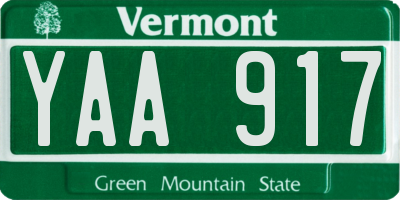 VT license plate YAA917