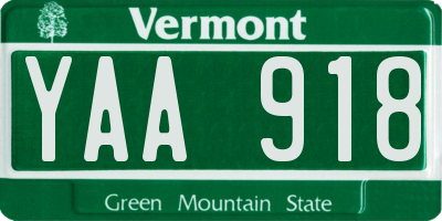VT license plate YAA918