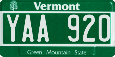 VT license plate YAA920