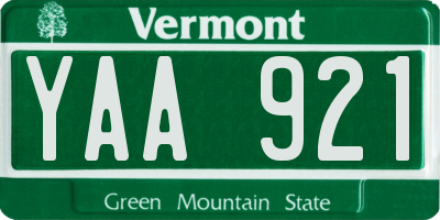 VT license plate YAA921
