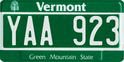 VT license plate YAA923
