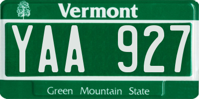 VT license plate YAA927