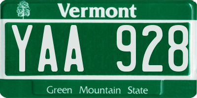 VT license plate YAA928