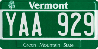 VT license plate YAA929