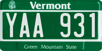 VT license plate YAA931