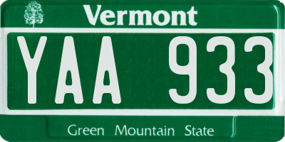 VT license plate YAA933