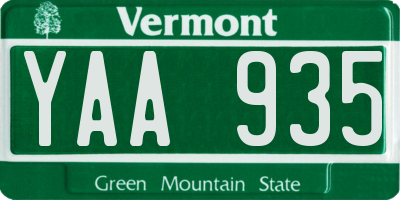 VT license plate YAA935