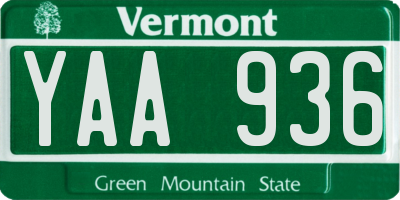 VT license plate YAA936