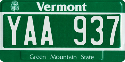 VT license plate YAA937