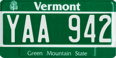 VT license plate YAA942