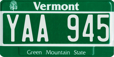 VT license plate YAA945