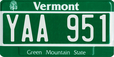 VT license plate YAA951
