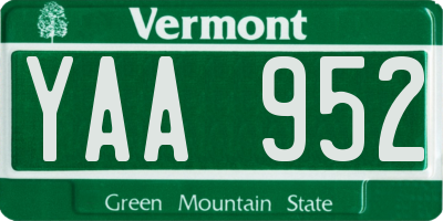 VT license plate YAA952