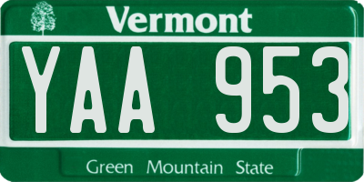 VT license plate YAA953