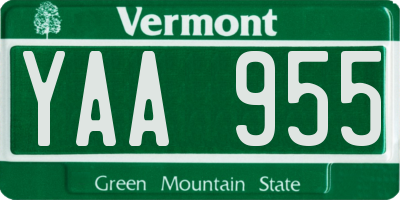 VT license plate YAA955