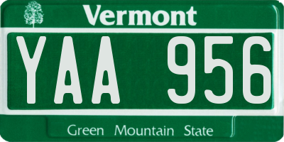VT license plate YAA956