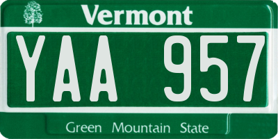 VT license plate YAA957