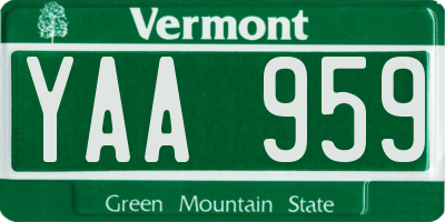 VT license plate YAA959