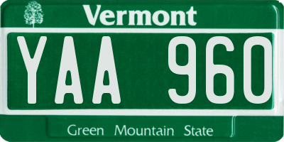 VT license plate YAA960