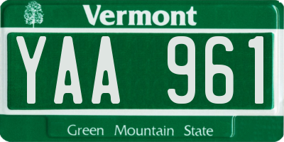 VT license plate YAA961