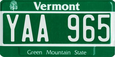 VT license plate YAA965